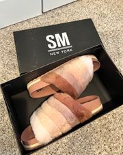 SM New York Pink Fluffy Pillow Slides