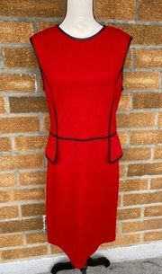 Tory Burch red leather trim dress large