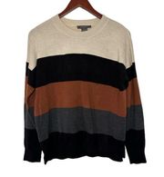 French Connection Multicolored Neutral Colorblock Pullover Cozy Sweater Medium