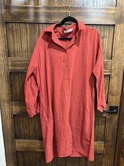 Miss look Dress Women XL burnt Orange Button Down Long Sleeve Linen Blend Shirt