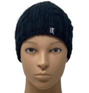 HEAT HOLDERS Black Cable Knit Fleece Women's Winter Cap Beanie Hat