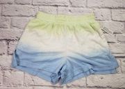 Flirtitude Active Jr's Size XS Green Blue Terry Cloth Elastic Waist Shorts