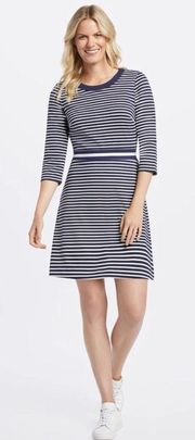Navy Persley Ponte Striped Dress - Medium
