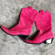 Gianni Bini Barbie Pink Suede Cowboy Boots Size 7.5 M