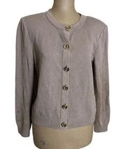 St. John Sport vintage beige cardigan gold buttons size Small