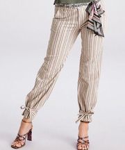Cabi Island Stripe Convertible High Rise Trousers NWT