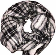 Black & white plaid tartan blanket scarf