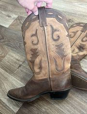 Womens 9 Leather Roper Western Cowboy Boots 