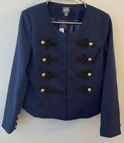 New York and Company Soho Jeans Blazer Blue~ Black Trim~Gold Buttons~NEW~Small