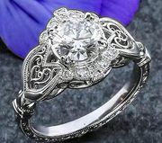 1.30Ct White Round Cut CZ Art Deco Engagement Ring Solid 925 Silver