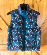 Laura Scott  Floral Print Vest Size Small Green Flowers Pockets