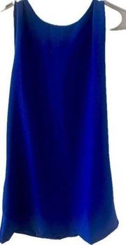 Haute Monde Electric Blue Hi-Low Trapeze Dress M Sleeveless Exposed Zip Pockets