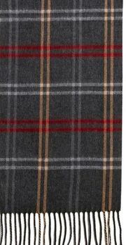 Steve Madden Mid Weight Charcoal Grey Red Gold Plaid Muffler Scarf