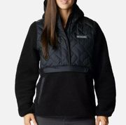 Columbia Sweet View Sherpa Hooded Fleece Quilted Pullover Jacket in Black