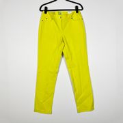 NEW J. McLaughlin Felicity Front Fly Zip Slim Skinny Cotton Stretch Yellow Jeans