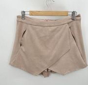 Missguided Cream Nude Faux Suede Mini Skort Womens Size 6