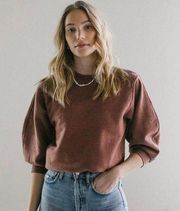 THORA BALLOON SLEEVE SWEATSHIRT IN RHUBARB HEATHER  - SMALL