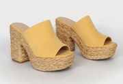 Ervyn Suede Raffia Platform Slide Sandals