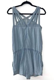 Fabletics Liza Blue Chambray Lightweight Romper