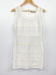 C. Luce Off White Sleeveless Round Neck Mini Dress Women's Size Large L