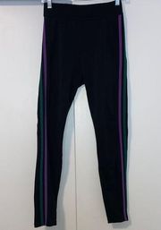 POPFit Alexandria Leggings Duo Stripe Back Pockets M Medium Purple Teal M