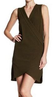 Olive Green Surplice Dress