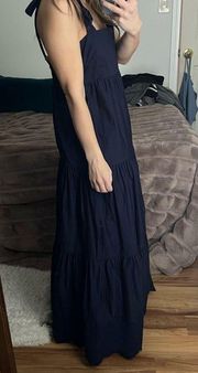 NWOT Jason Wu Navy Tiered Maxi dress with Shoulder Ties eyelet smocked details m