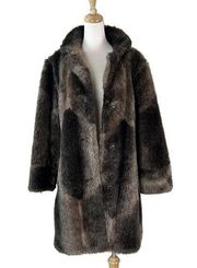 Vintage Brown Faux Fur Coat Russel Taylor Mid Length Lined Belted