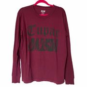 Tailgate  Women's Maroon and Black Long Sleeve Tupac Tee Size Medium