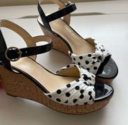 Liz Claiborne Polka Dot Patent Leather Wedges NWOT