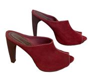 Matisse Empire Wine Burgundy Suede Peep Toe Cone Heel Slip On Mule 7.5M