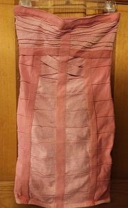 Women's Wow Couture Pink Shimmering Sparkle Sweetheart Bandage Dress Size Small