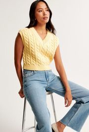 Yellow Cable V-Neck Sweater Vest