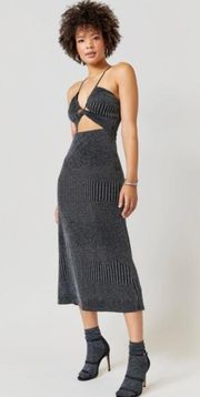 Francesca’s Glitter Knit Cut Out Midi Dress