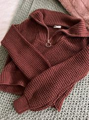 Red Quarter Zip Sweater