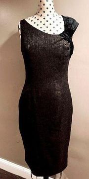 Tracy Reese Two Tone Wool + Velvet Sheath Black Gray Dress Size 4