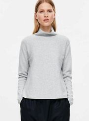 COS A-line Funnel Neck Cotton Sweater Gray Turtleneck