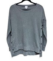 PEYTON JENSEN Olive Green Snap Sides Distressed Sweatshirt Women’s Size Medium