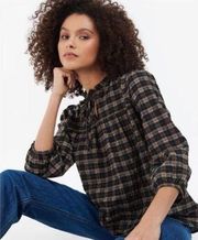 NWT  Lorelie Seersucker Plaid Top Praline Size 12