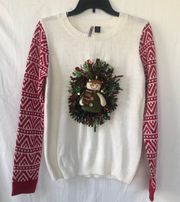 Ugly Christmas Holiday Snowman Wreath Sweater