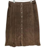 JM Collection Womens Corduroy Midi Skirt Size 16 Brown Button Front A Line