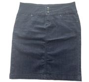 Earl Jean Denim Pencil Mini Skirt Black Size 3 30 Medium Triple Button Stretch