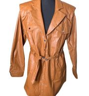 Privy Brown Faux Leather Jacket , Size Large