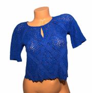 Royal Blue Lace Crop Top