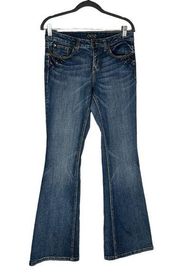 Cache Rhinestone Studded Flare Leg Jeans Size 6