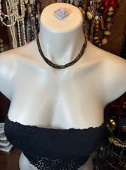 Multiple Strand Box Chain Necklace In Gold & Black Tone