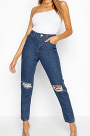 High Waist Distressed Mom Jeans