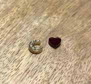 Origami Owl Gold Initial Letter Crystal “C” Charm & Red Crystal Heart Charm