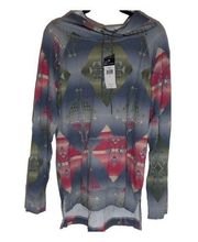 NWT Chaps Hoodie Shirt Womens Aztec Tribal Print Thermal Weave Large