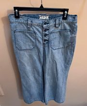 NWOT  high rise button fly cropped wide leg jeans